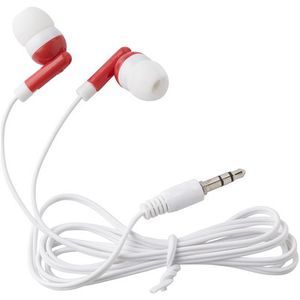 Earphones in matching coloured case