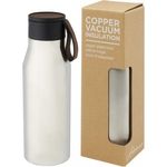 Avenue Ljungan 500 ml copper vacuum insulated stainless steel bottle with PU leather strap and lid