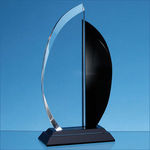 30.5cm Clear & Onyx Black Optical Crystal Facet Curve Award