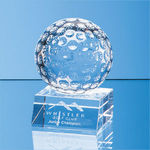 8cm Optical Crystal Golf Ball Mounted on a Clear Crystal Base
