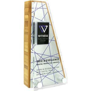 Bamboo Block Award with Metal Plate & Acrylic Face - small