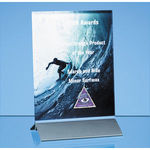 18cm x 12.5cm x 6mm Clear Glass Rectangle on an Aluminium Base