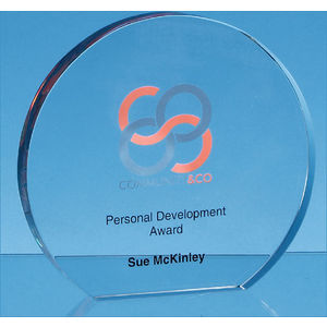 20.5cm x 19mm Clear Glass Freestanding Circle Award