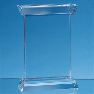 20.5cm Optical Crystal Portunus Mounted Rectangle Award