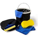 Carwash set bucket microfibre cloth sponge washing mitt squeegee