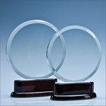 17cm x 10mm Crystal Circle on a Rosewood Piano Finish Base