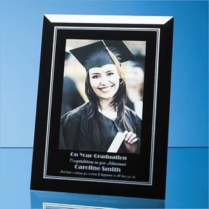Black Surround with Silver Inlay Glass Frame for 4 inch x 6 inch Portrait Photo