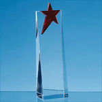 21cm Optical Crystal Rectangle with a Brilliant Red Star Award