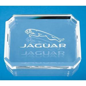 10cm x 7.5cm Optical Crystal Facet Rectangle Paperweight