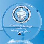 20cm x 1cm Jade Glass Bevel Edged Circle with Chrome Pin