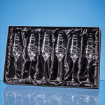 6 Diamante Champagne Flutes with Essence Design Cutting in a Satin Lined Gift Box