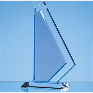 22.5cm Clear & Cobalt Blue Optical Crystal Glacier Award