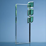 27cm Optical Crystal 'Eco Excellence' Award with Triple Green Leafs