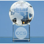 8cm Optical Crystal Globe on a Clear Crystal Base