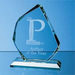 15cm x 12.5cm x 15mm Jade Glass Facetted Ice Peak Award