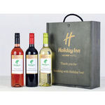 Personalised Black Wooden Gift Box and Personalised Wine Trio