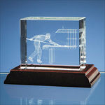 3D Snooker Player in Optical Crystal Block