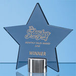 14cm Smoked Glass Star Mounted on a Brushed Aluminium Base