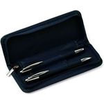 Writing set ball pen and roller ball pen supplied in zipped case