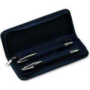 Writing set ball pen and roller ball pen supplied in zipped case