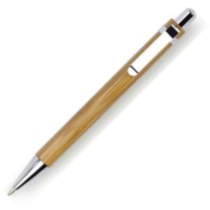 Bamboo ball pen with metal trim