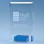 14.5cm Optical Crystal Rectangle with a Cobalt Blue Base