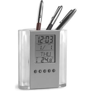 Pen holder with multifunctional clock (9x5.1x11.8 cm)