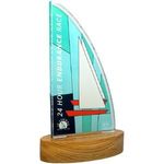 Acrylic Awards with Personalised Real Wood Base - Large