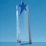 18cm Optical Crystal Rectangle with a Cobalt Blue Star Award