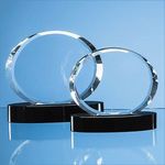 17cm Optical Crystal Oval Award mounted on an Onyx Black Base
