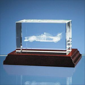 3D Formula 1 Car in Optical Crystal Block