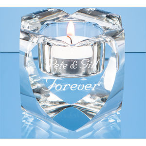 6cm Optical Crystal Heart Tealight Holder