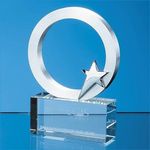 10cm Silver Star & Circle on an Optical Crystal Base