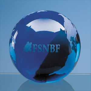 7cm Sapphire Blue Optical Crystal Globe Paperweight