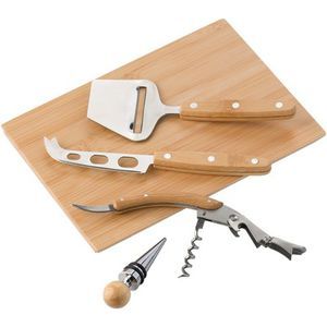 Bamboo Cheese And Wine Set