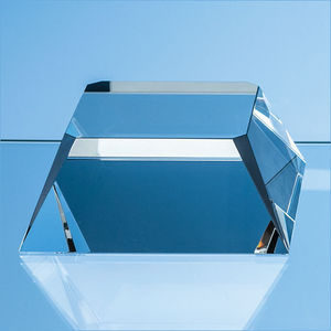 12.5cm Optical Crystal Square Base with Tapered Sides & Facet Corners