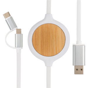 XD Collection 3-In-1 Cable With 5W Bamboo Wireless Charger