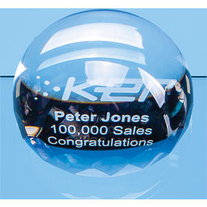 9cm Optical Crystal Facet Edged Dome Paperweight