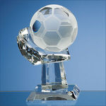 10cm Optical Crystal Football on Mounted Hand Award