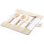 Bamboo cutlery and reusable drinking straw with cleaning brush