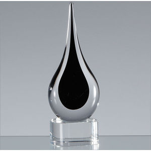18cm Handmade Crystal Onyx Black Teardrop Award
