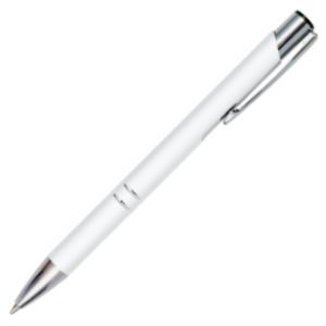 Ball pen with rubber finishing and silver elements