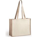 Laminated jute shopping bag with laminated cotton element