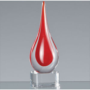 18cm Handmade Crystal Brilliant Red Teardrop Award