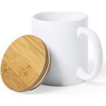 Ceramic mug 370 ml with bamboo lid (8.2 x 10.5 cm)