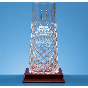 25cm Lead Crystal Tapered Panel Vase