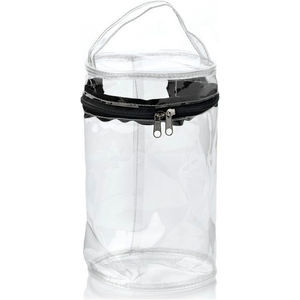 Clear PVC Round Black Zippered Bag