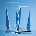 21.5cm Clear & Sapphire Blue Optical Crystal Sentinel Award