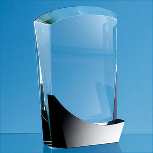 15.5cm Optical Crystal Arch Award with Onyx Black Swooping Base