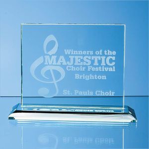 9cm x 12cm x 12mm Jade Glass Horizontal Rectangle Award
